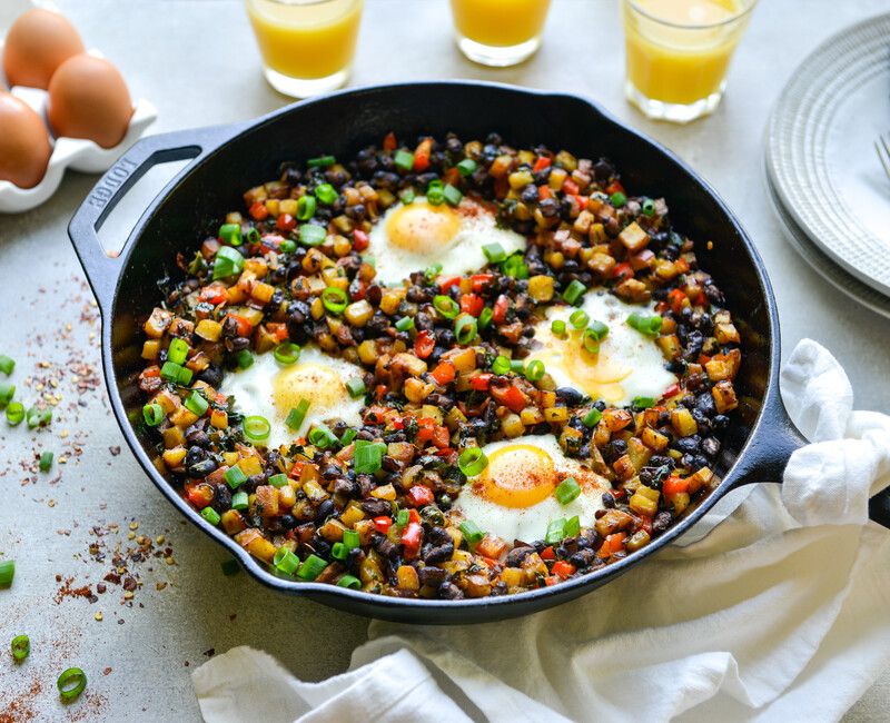 SKILLET POTATOES BLACK BEANS EGGS-1