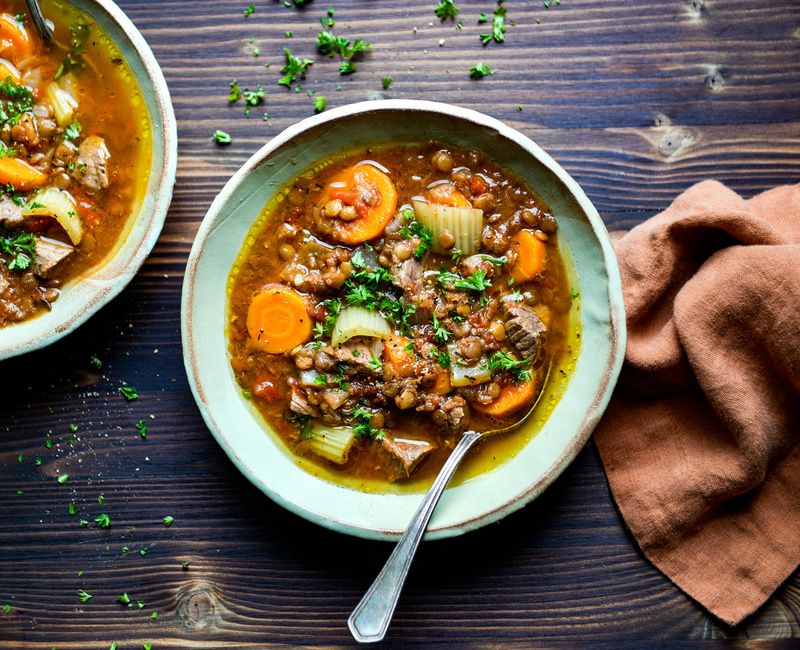 SLOW COOKER LENTIL AND BEEF SOUP-1