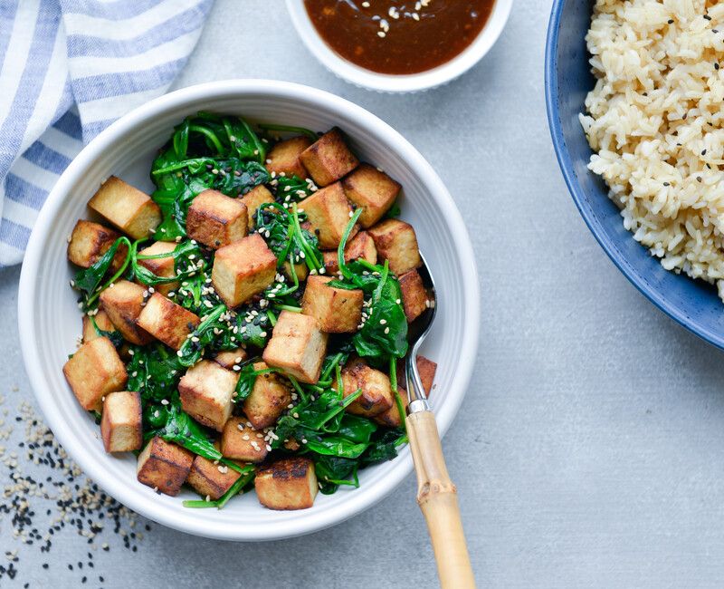 Sauteed Tofu and Spinach