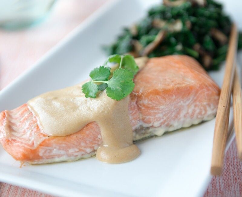 Baked Salmon with Cashew-Ginger Sauce