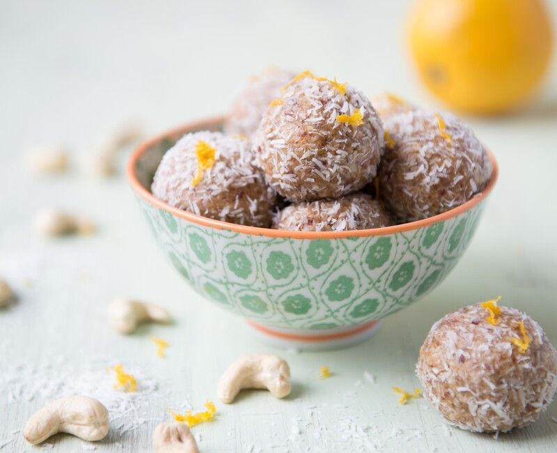 Raw Cashew Orange Date Balls Vegan