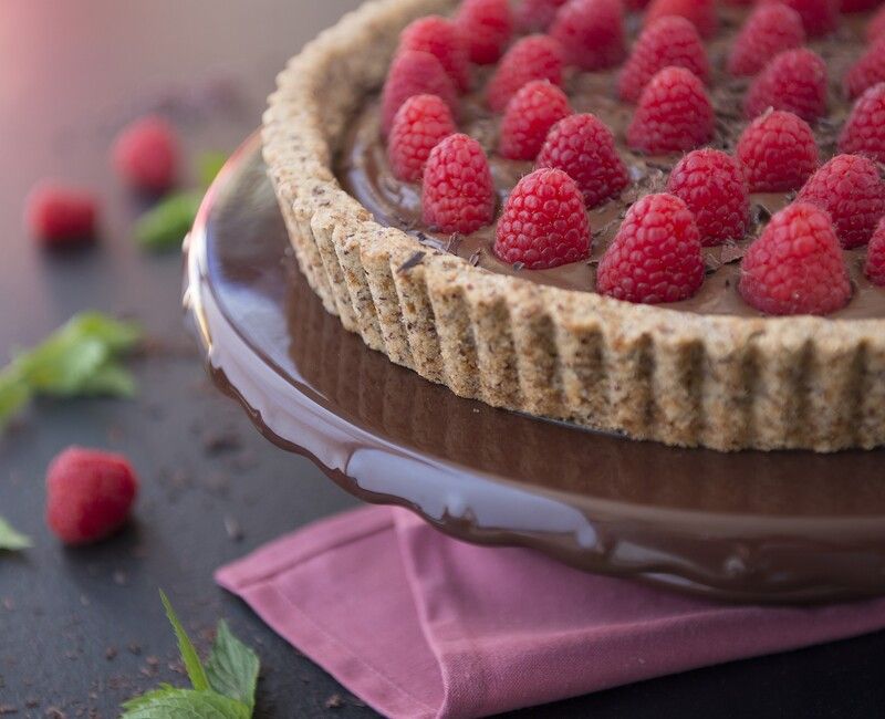 Vegan Gluten-Free Paleo Chocolate Raspberry Hazelnut Tart