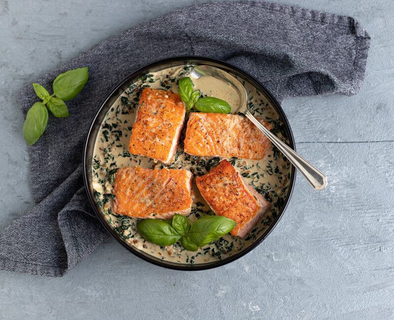 Creamy Garlic Salmon with Kale