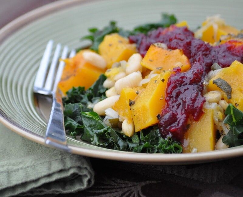 Vegan Butternut Squash and Bean Casserole with Sage and Shallots