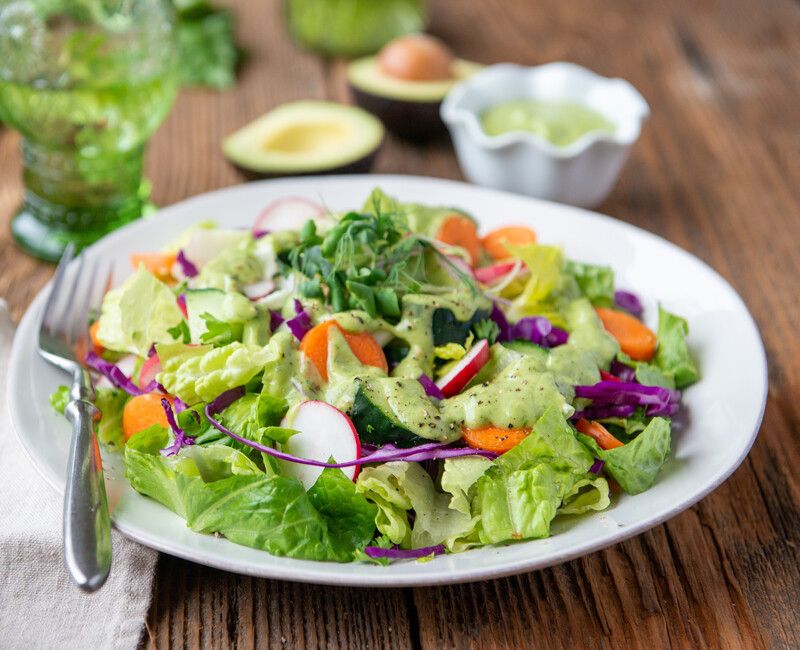 Garden Salad Herbed Avocado Dressing