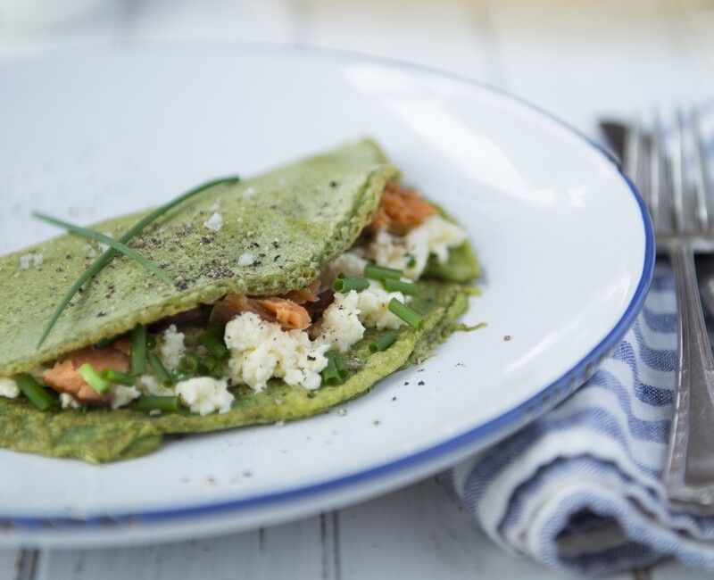 Green Omelets with Smoked Salmon