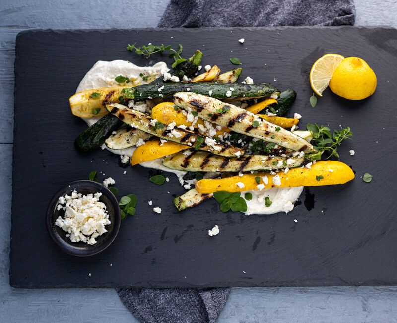 Mediterranean Grilled Zucchini with Cumin Spiced Yogurt 