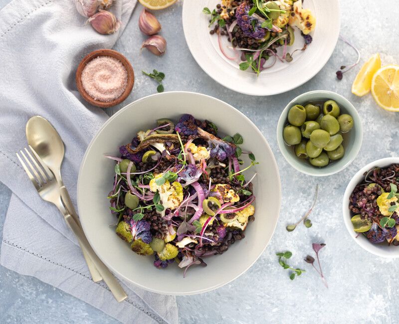 Lentil Salad with Cauliflower and Olives