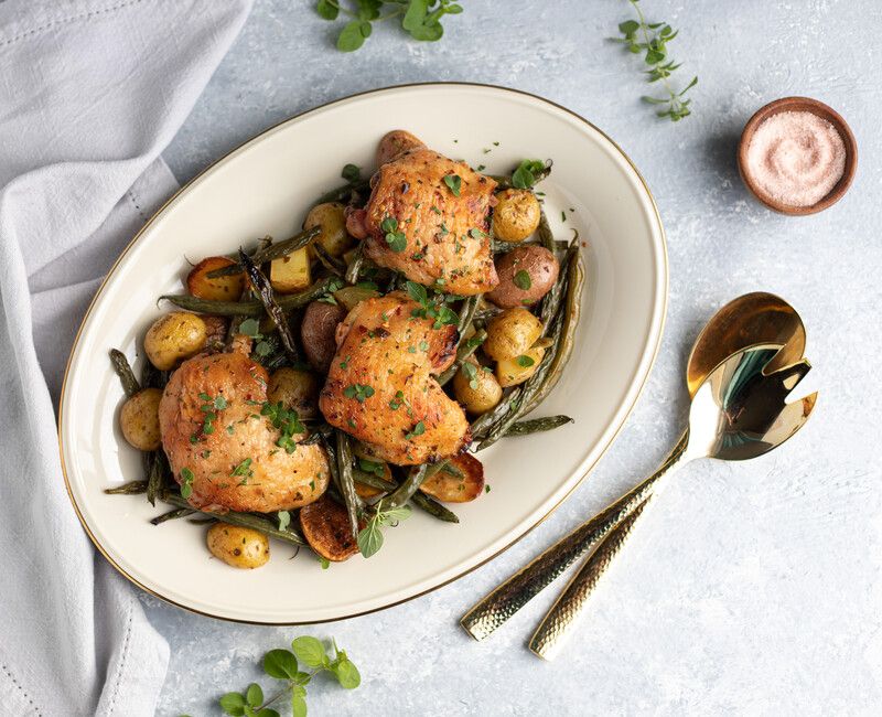 Marinated Sheet Pan Chicken with Potatoes and Green Beans