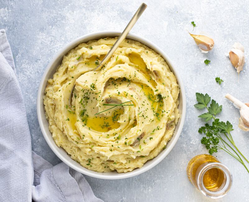 Olive Oil Garlic Mashed Potatoes