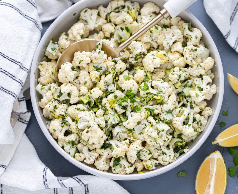 Raw Cauliflower, Lemon, and Leek Salad