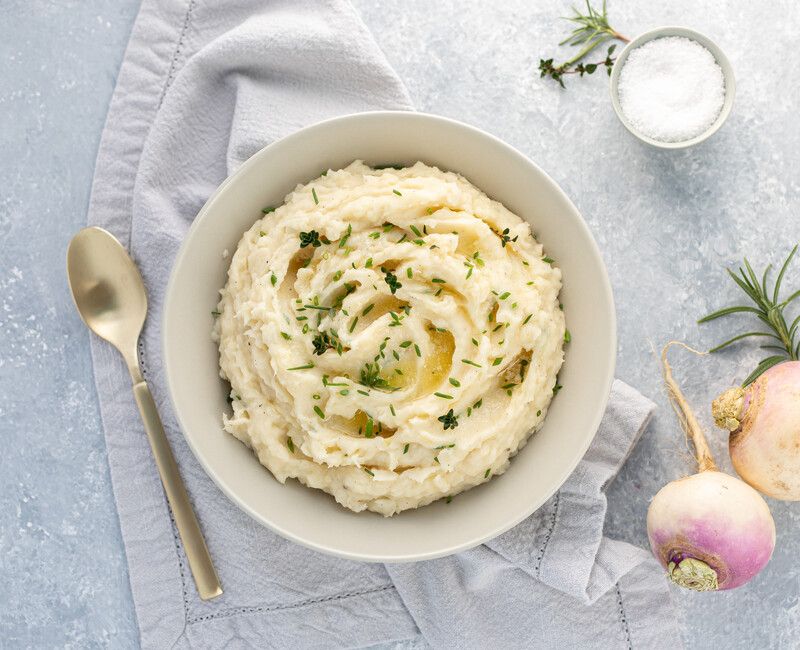 Turnip and Garlic Mashed Potatoes