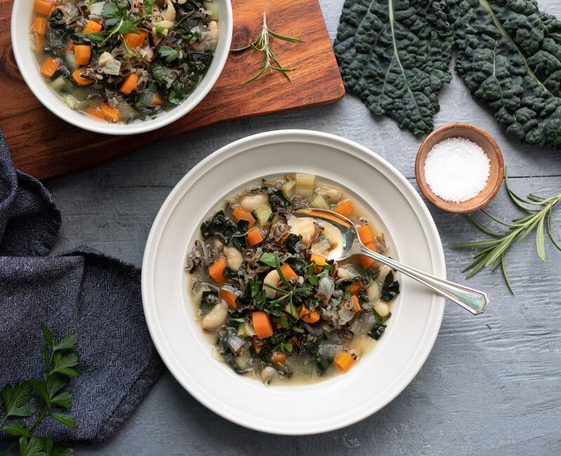 White Bean, Wild Rice, and Kale Soup