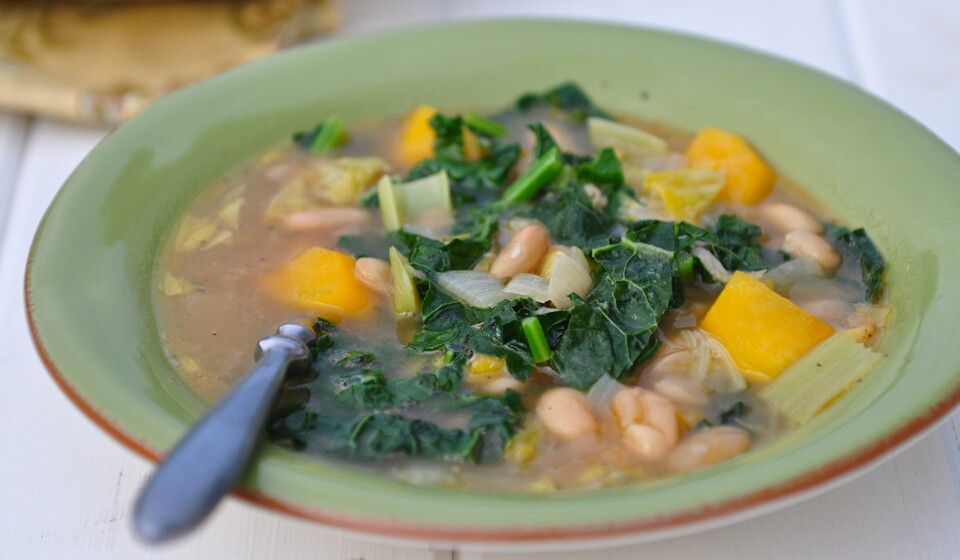 Butternut Squash, Kale, & White Bean Soup