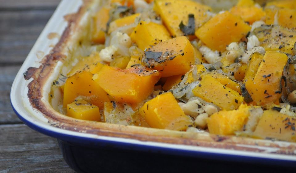 Butternut Squash Casserole with Sage and Shallots