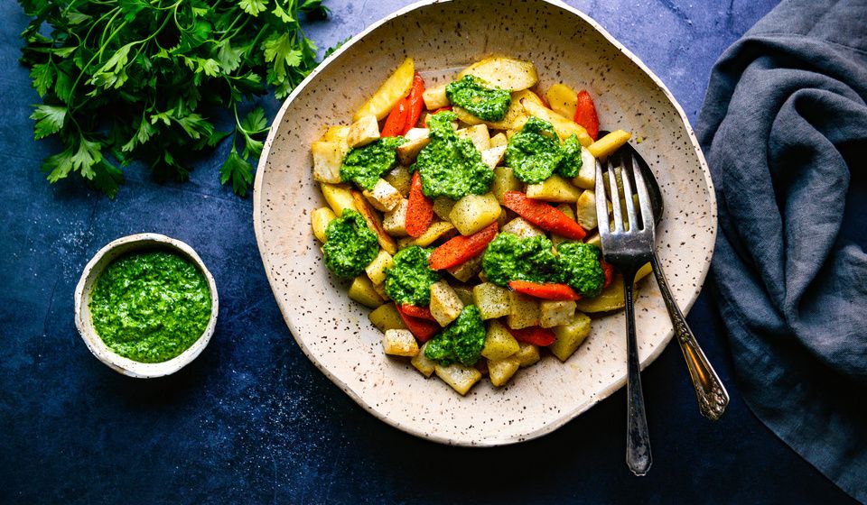 ROASTED ROOT VEGETABLES WITH DAIRY-FREE PARSLEY PESTO-2